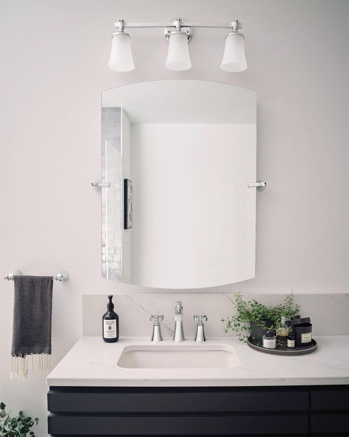 image:imageMoen Flara Chrome Modern Square 28 W x 3775 H Tilting Wall Mount Bathroom Mirror YB0392CHChrome