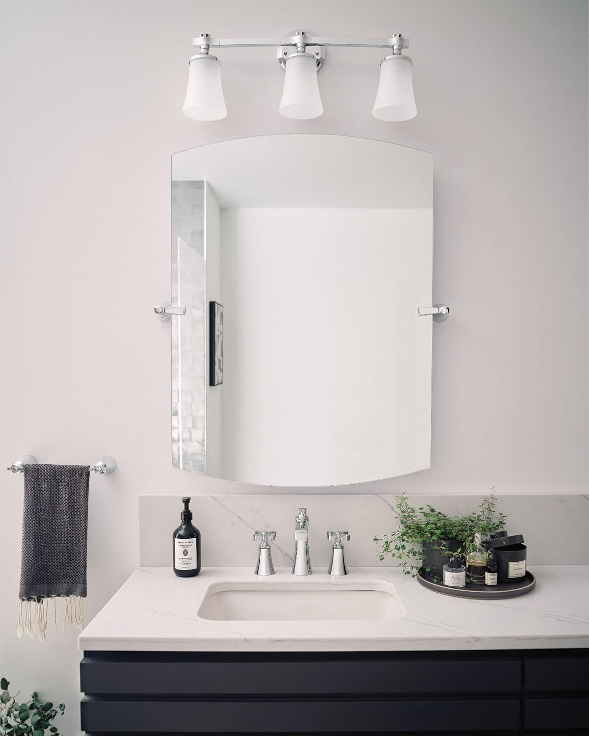 image:imageMoen Flara Chrome Modern Square 28 W x 3775 H Tilting Wall Mount Bathroom Mirror YB0392CHChrome