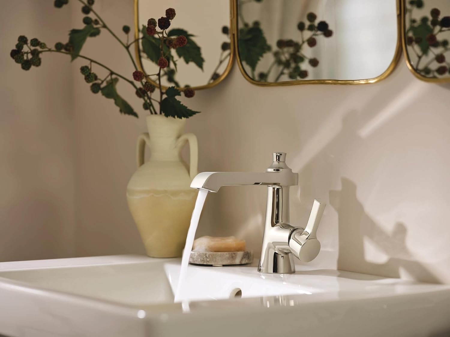 image:imageMoen Flara Polished Nickel Motionsense Wave Touchless Single Handle Bathroom Sink Faucet S6981EWNL