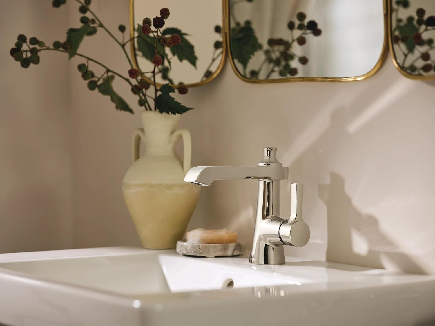 image:imageMoen Flara Polished Nickel Motionsense Wave Touchless Single Handle Bathroom Sink Faucet S6981EWNL