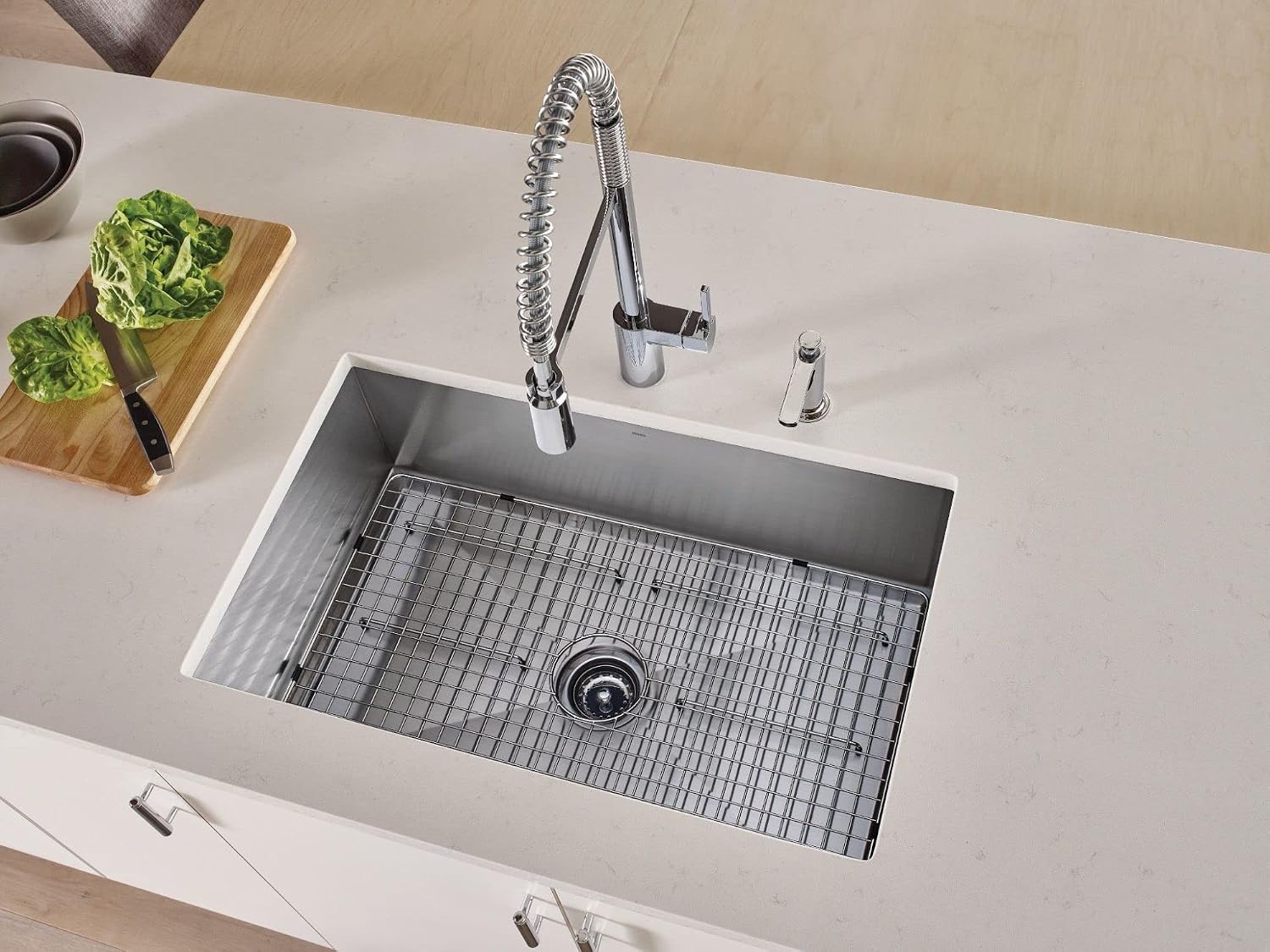 image:imageMoen GA780B Stainless Steel Sink Rack Bottom Grid for 29 x 16 Kitchen Sinks with Rear Drain and Protective Feet
