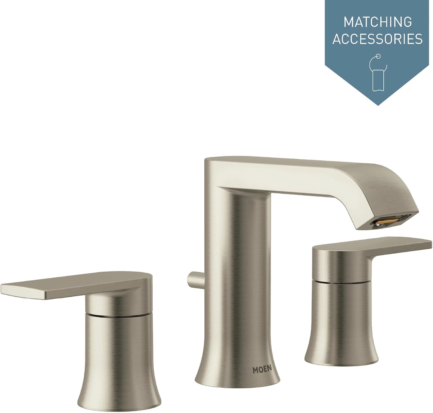 image:imageMoen Genta LX Brushed Nickel TwoHandle ThreeHole Widespread Modern Bathroom Sink Faucet with Drain Assembly Valve Required T6708BN with Drain Brushed NickelBrushed Nickel