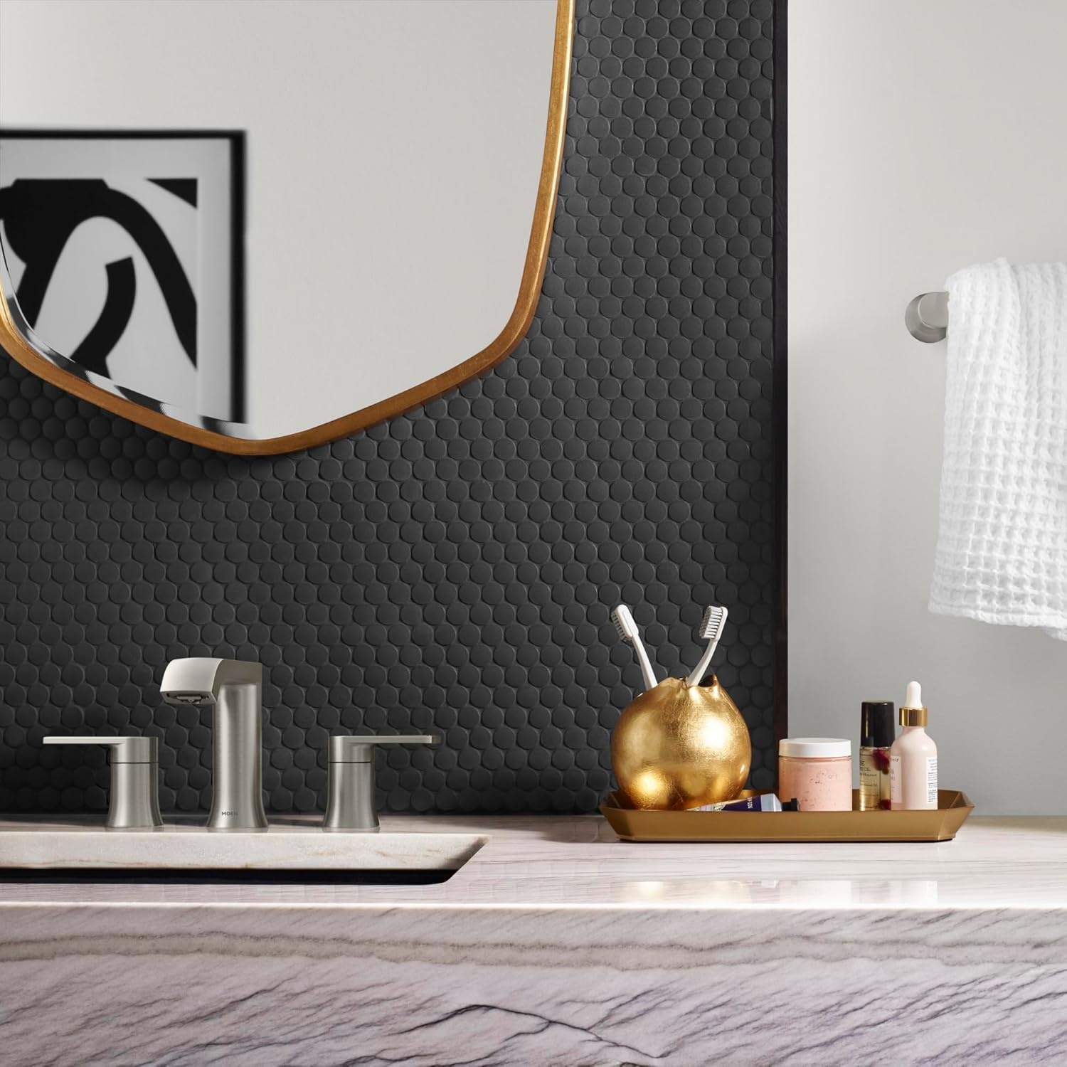 image:imageMoen Genta LX Brushed Nickel TwoHandle ThreeHole Widespread Modern Bathroom Sink Faucet with Drain Assembly Valve Required T6708BN with Drain Brushed NickelBrushed Nickel