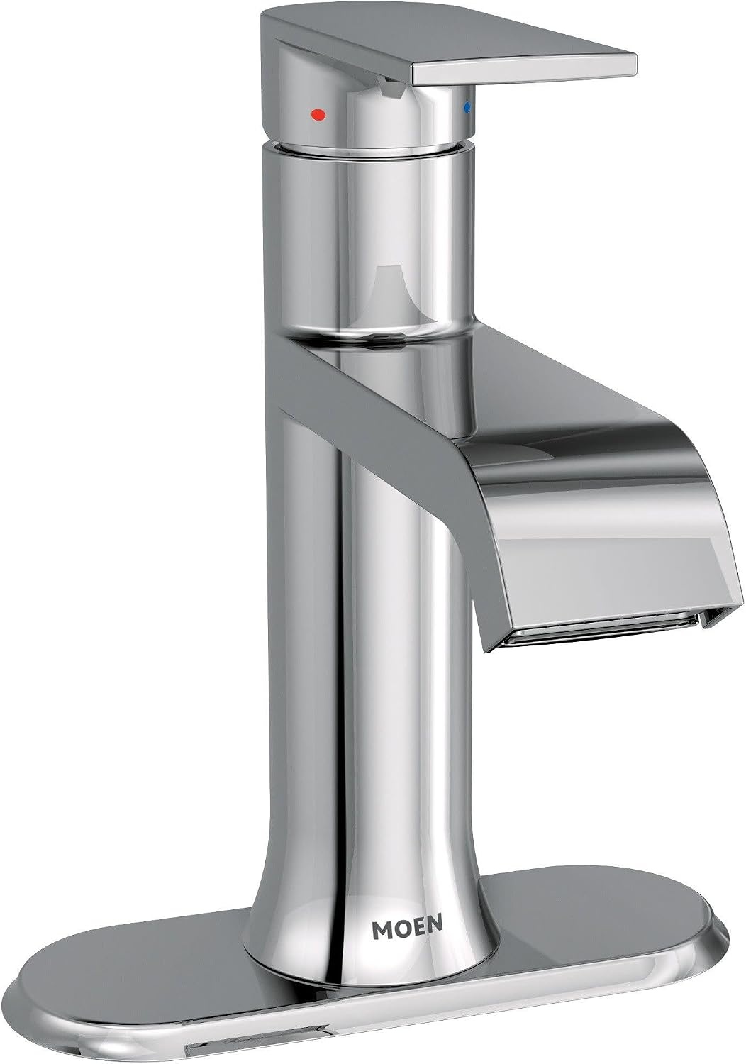 image:imageMoen Genta LX Matte Black OneHandle Modern Bathroom Sink Faucet with Optional Deckplate and LowArc Spout for Bath Countertop 6702BLChrome