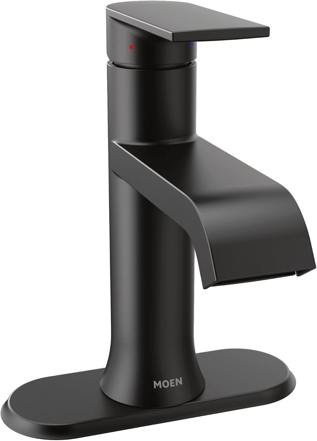image:imageMoen Genta LX Matte Black OneHandle Modern Bathroom Sink Faucet with Optional Deckplate and LowArc Spout for Bath Countertop 6702BLMatte Black