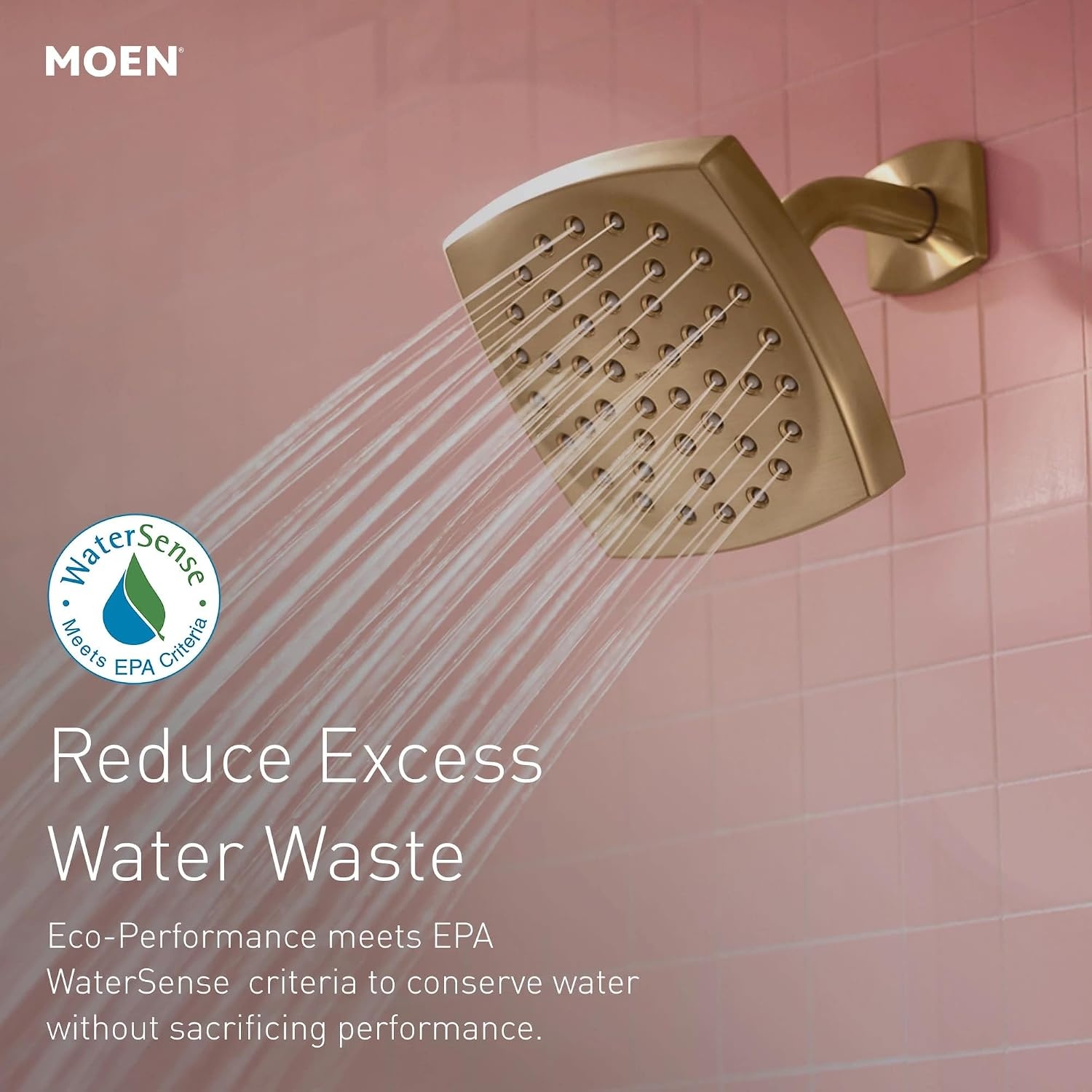 image:imageMoen Genta LX Matte Black Pressure Balancing Modern Shower Set with Showerhead Lever Handle and Tub Spout PosiTemp Valve Required T2473EPBLBronzed Gold