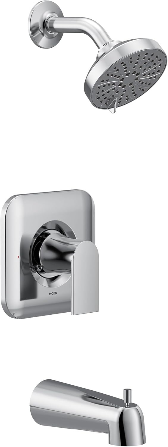 image:imageMoen Genta LX Matte Black Pressure Balancing Modern Shower Set with Showerhead Lever Handle and Tub Spout PosiTemp Valve Required T2473EPBLChrome