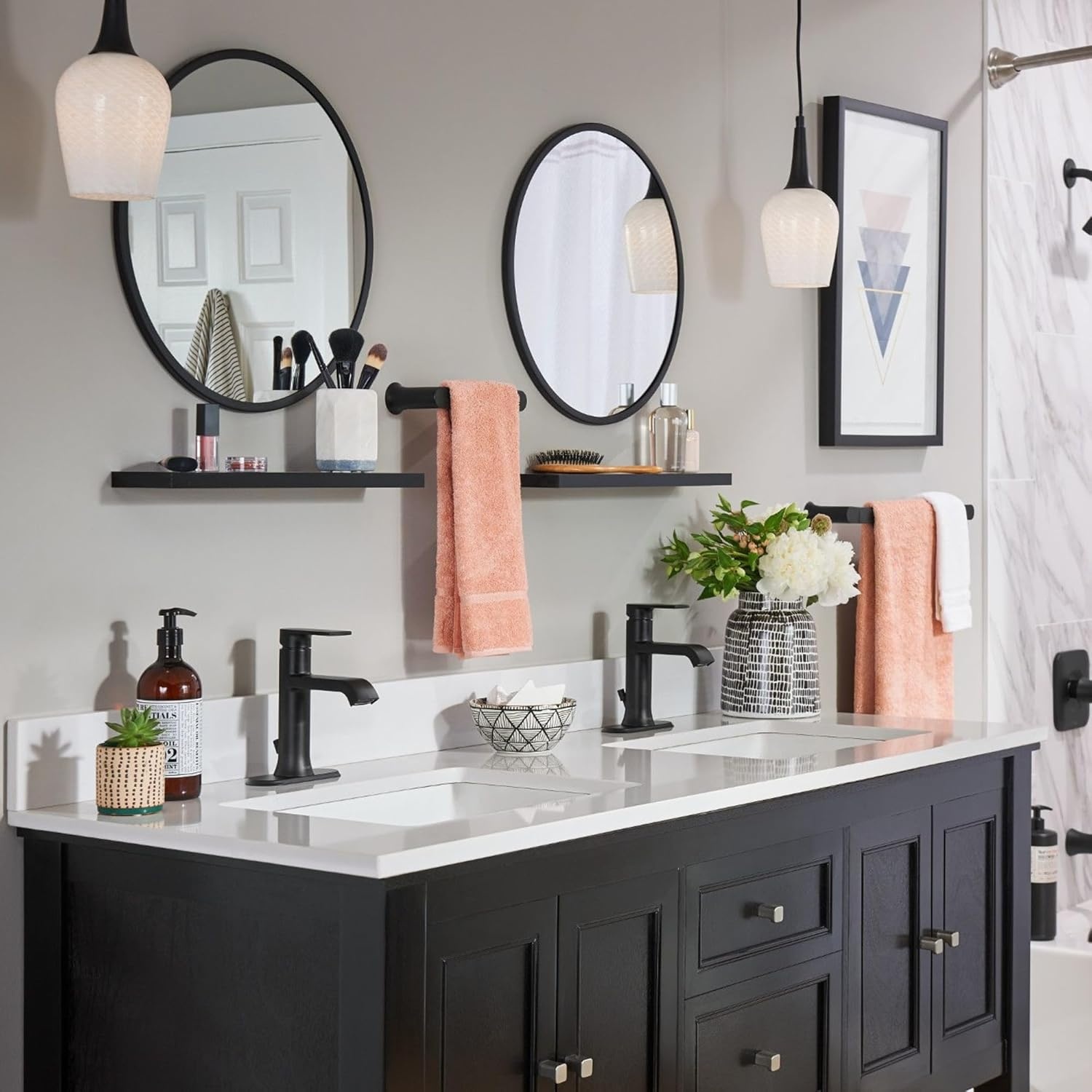 image:imageMoen Genta LX Matte Black Pressure Balancing Modern Shower Set with Showerhead Lever Handle and Tub Spout PosiTemp Valve Required T2473EPBLMatte Black