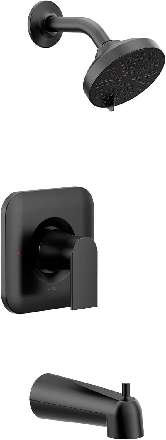 image:imageMoen Genta LX Matte Black Pressure Balancing Modern Shower Set with Showerhead Lever Handle and Tub Spout PosiTemp Valve Required T2473EPBLMatte Black