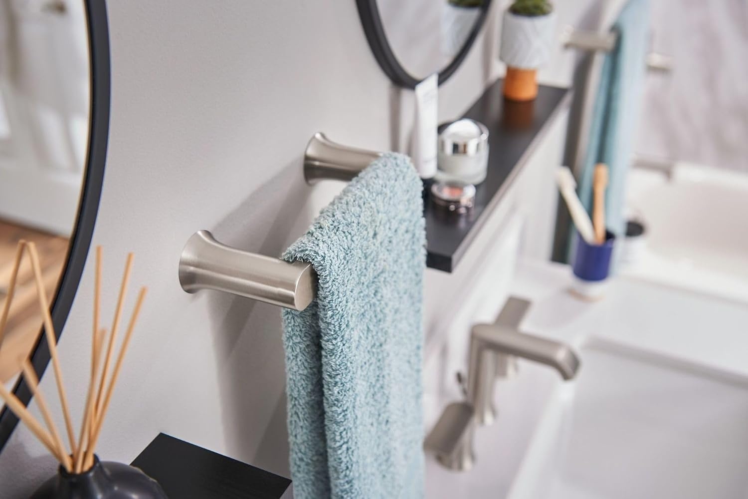 image:imageMoen Genta LX Modern Single Kitchen or Bathroom Towel Bar 68Inch Brushed Nickel BH3886BNBrushed Nickel