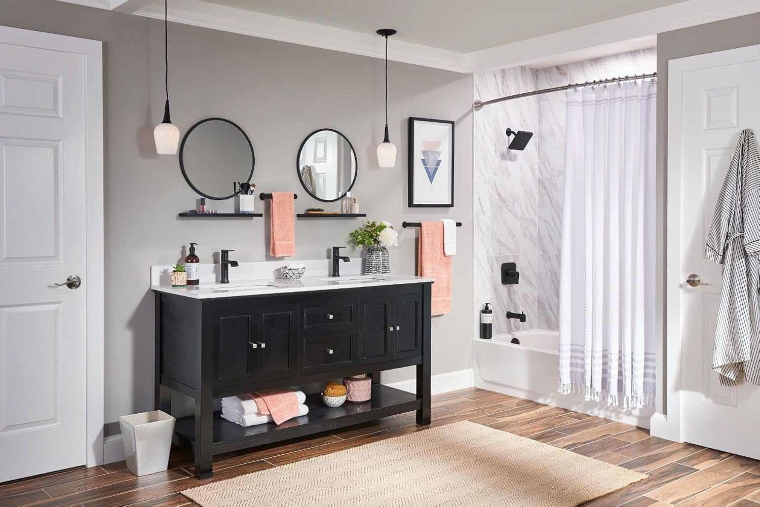 image:imageMoen Genta LX Modern Single Kitchen or Bathroom Towel Bar 68Inch Brushed Nickel BH3886BNMatte Black