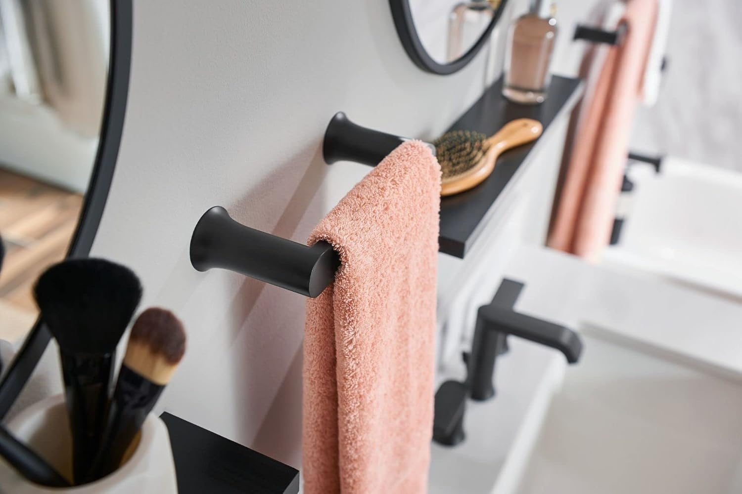 image:imageMoen Genta LX Modern Single Kitchen or Bathroom Towel Bar 68Inch Brushed Nickel BH3886BNMatte Black