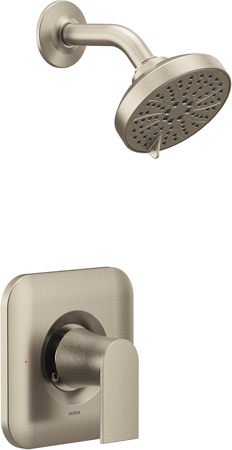 image:imageMoen Genta LX Pressure Balancing EcoPerformance Modern Shower Trim with Showerhead and Lever Handle PosiTemp Valve Required Matte Black T2472EPBLBrushed Nickel