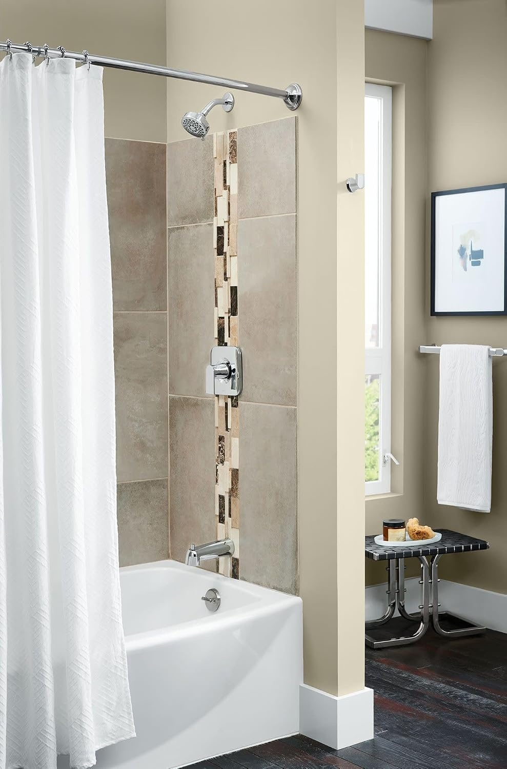 image:imageMoen Genta LX Pressure Balancing EcoPerformance Modern Shower Trim with Showerhead and Lever Handle PosiTemp Valve Required Matte Black T2472EPBLChrome