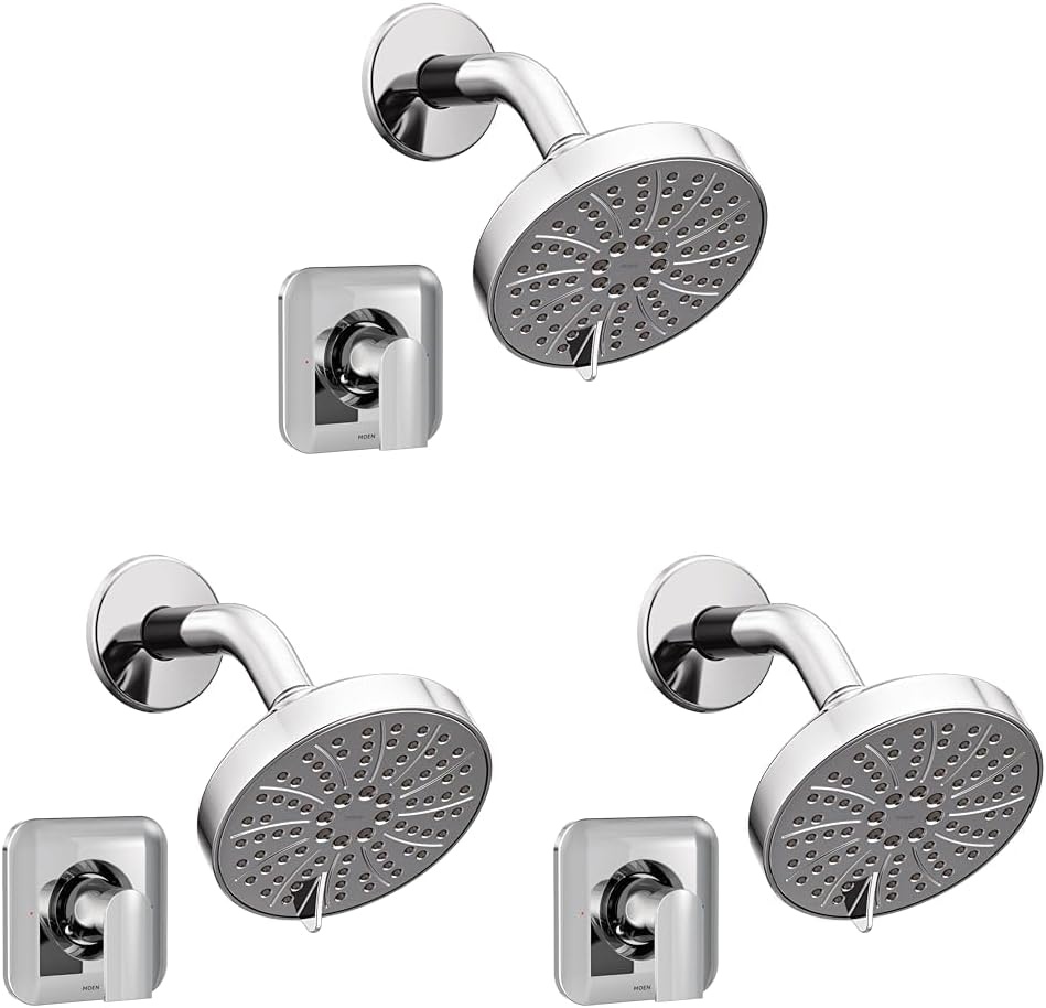 image:imageMoen Genta LX Pressure Balancing EcoPerformance Modern Shower Trim with Showerhead and Lever Handle PosiTemp Valve Required Matte Black T2472EPBLChrome