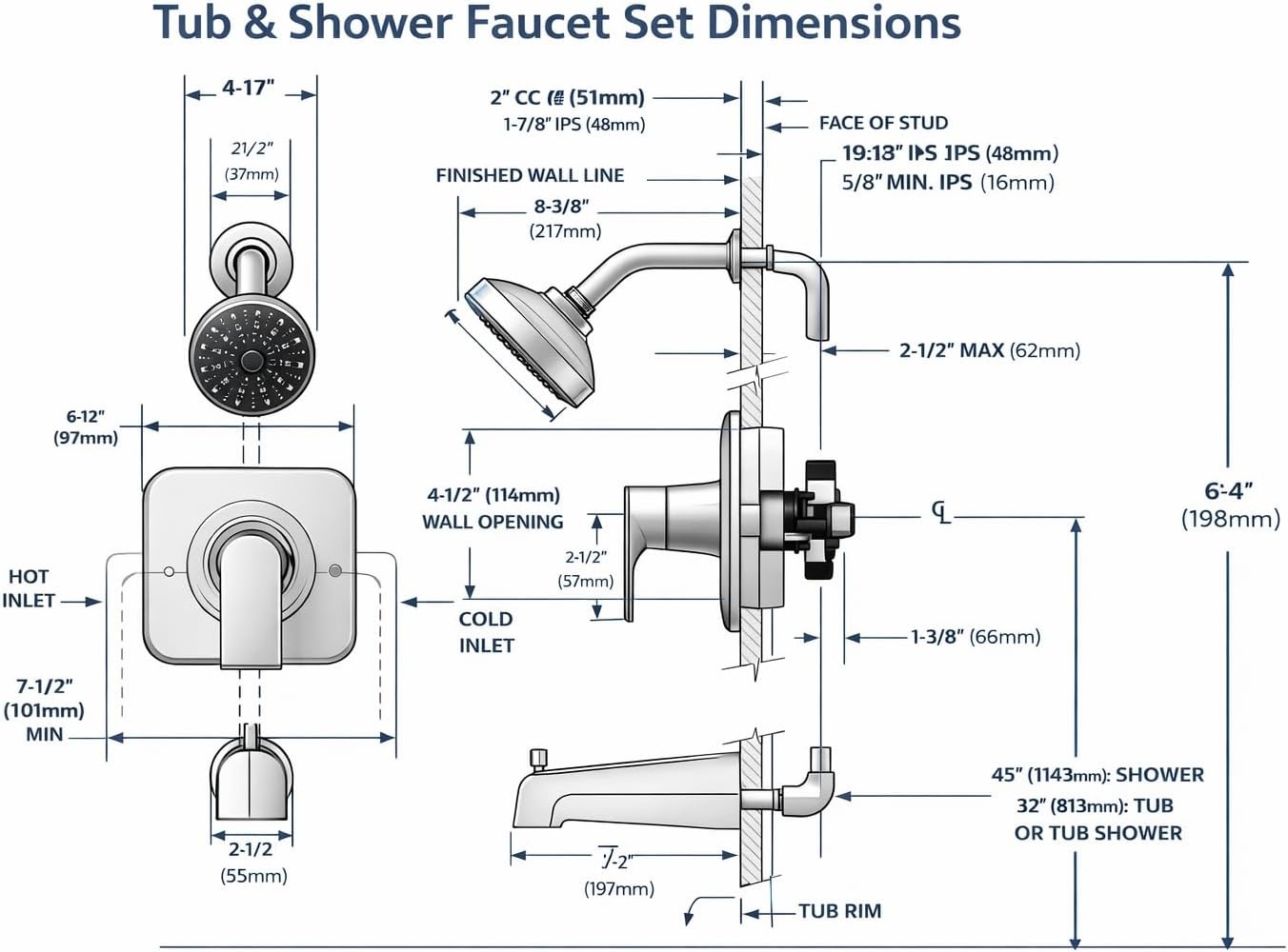 image:imageMoen Genta LX Pressure Balancing EcoPerformance Modern Shower Trim with Showerhead and Lever Handle PosiTemp Valve Required Matte Black T2472EPBLChrome