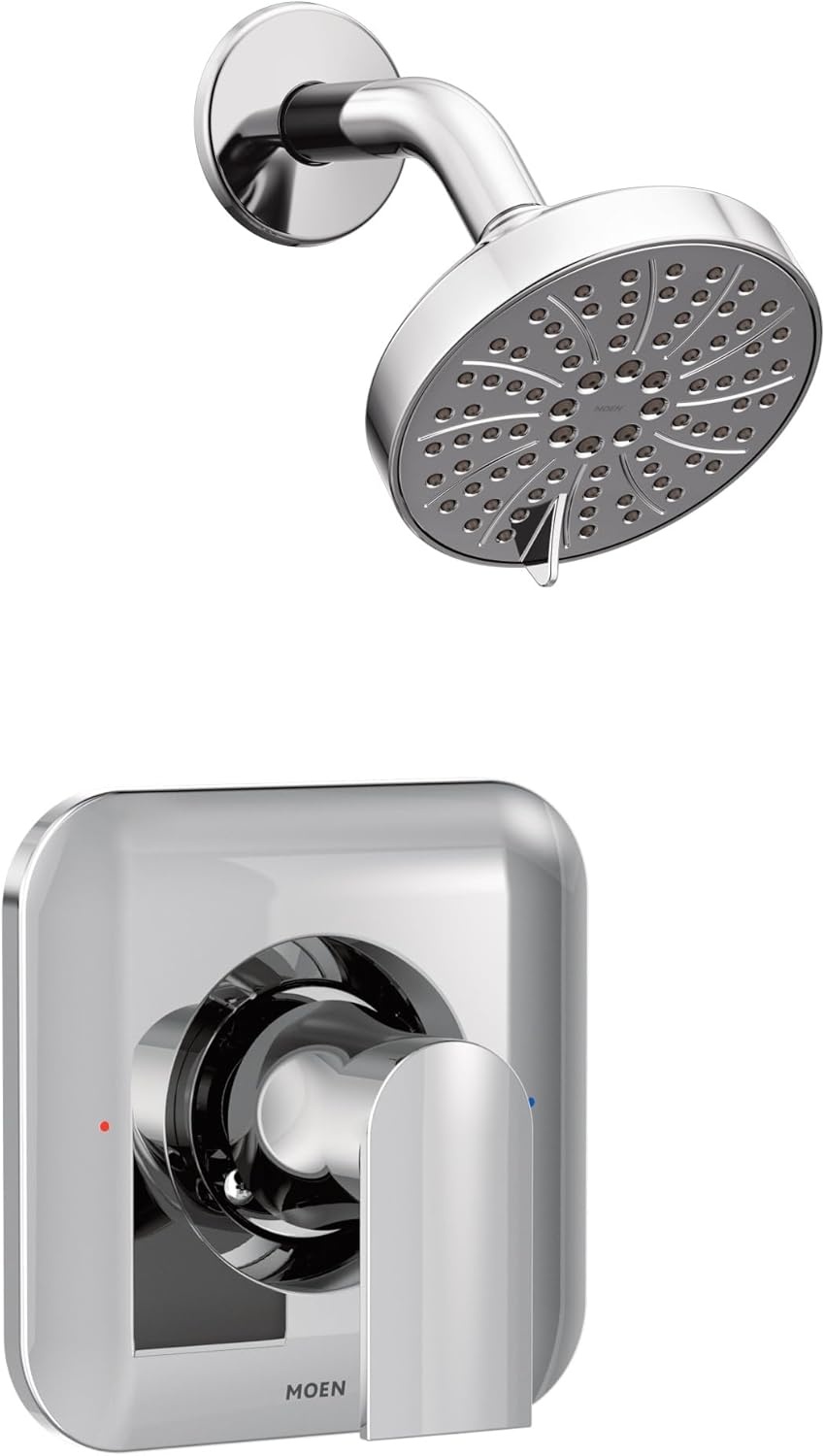 image:imageMoen Genta LX Pressure Balancing EcoPerformance Modern Shower Trim with Showerhead and Lever Handle PosiTemp Valve Required Matte Black T2472EPBLChrome