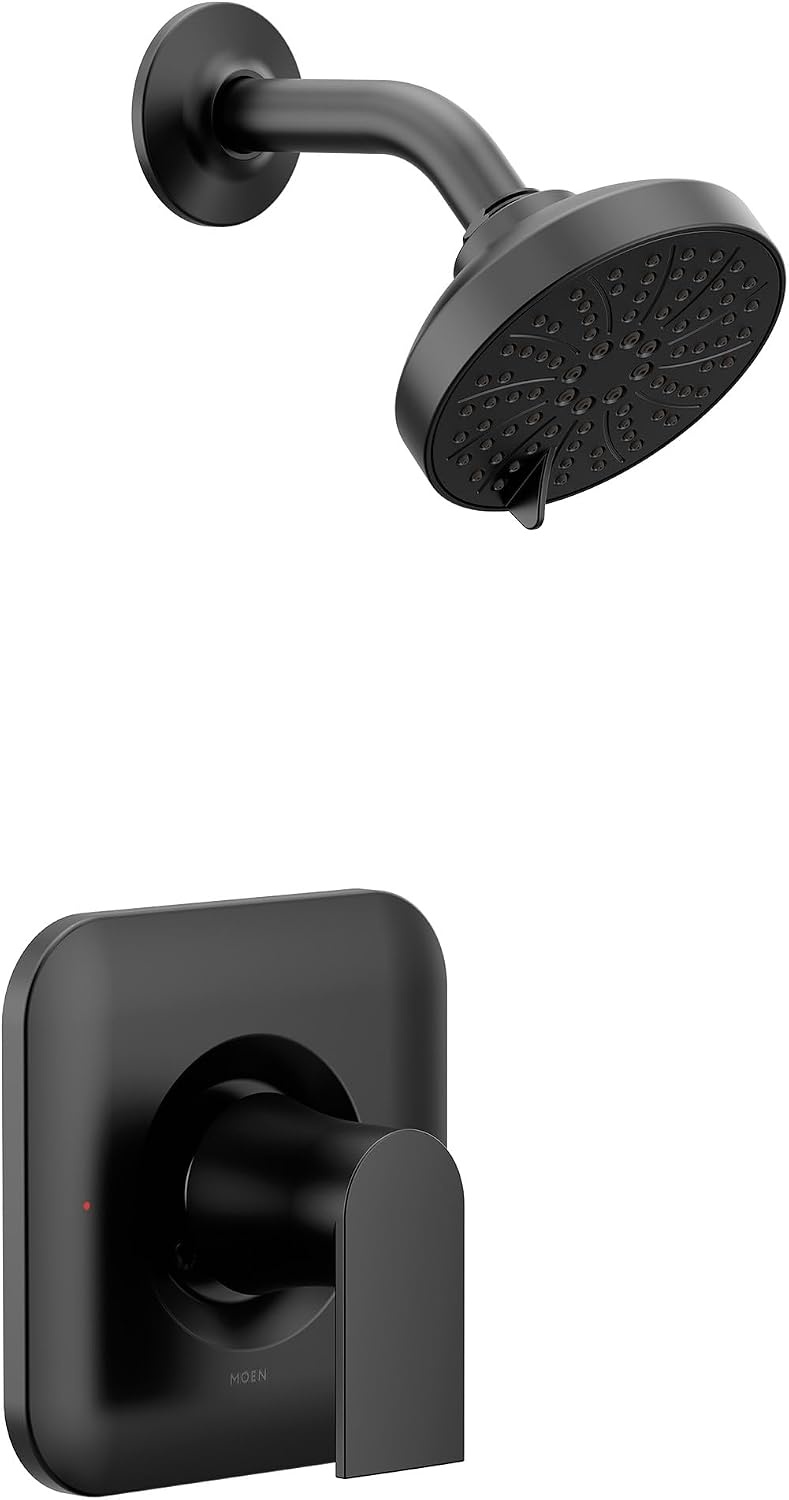 image:imageMoen Genta LX Pressure Balancing EcoPerformance Modern Shower Trim with Showerhead and Lever Handle PosiTemp Valve Required Matte Black T2472EPBLMatte Black