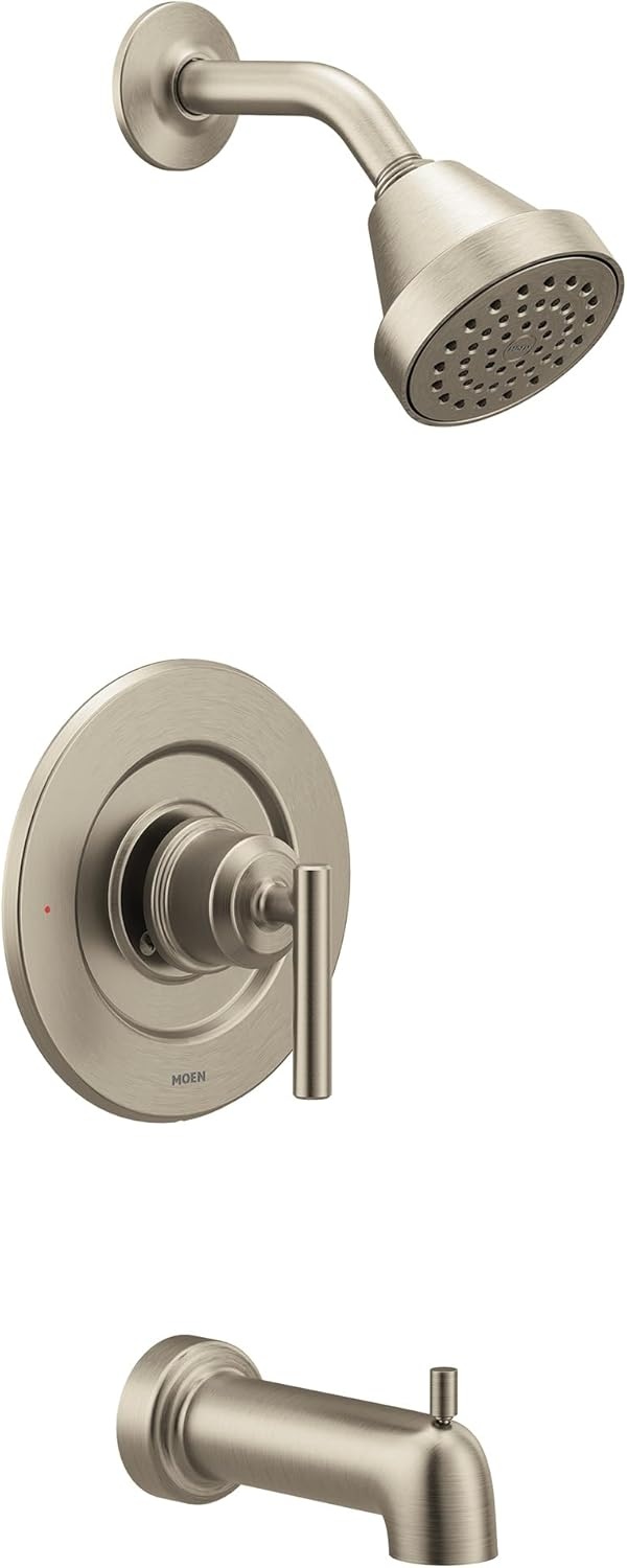 image:imageMoen Gibson Brushed Nickel Pressure Balancing EcoPerformance Modern Shower Trim Featuring Single Function Showerhead Handle and Tub Spout PosiTemp Valve Required T2903EPBN