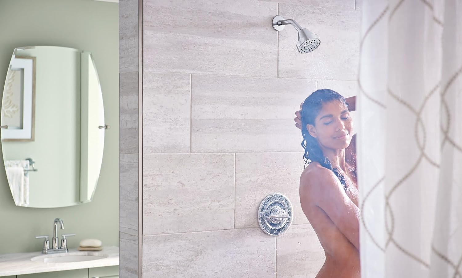 image:imageMoen Gibson Chrome Pressure Balancing EcoPerformance Showerhead Shower Handle and Tub Spout PosiTemp Valve Required T2903EPChrome