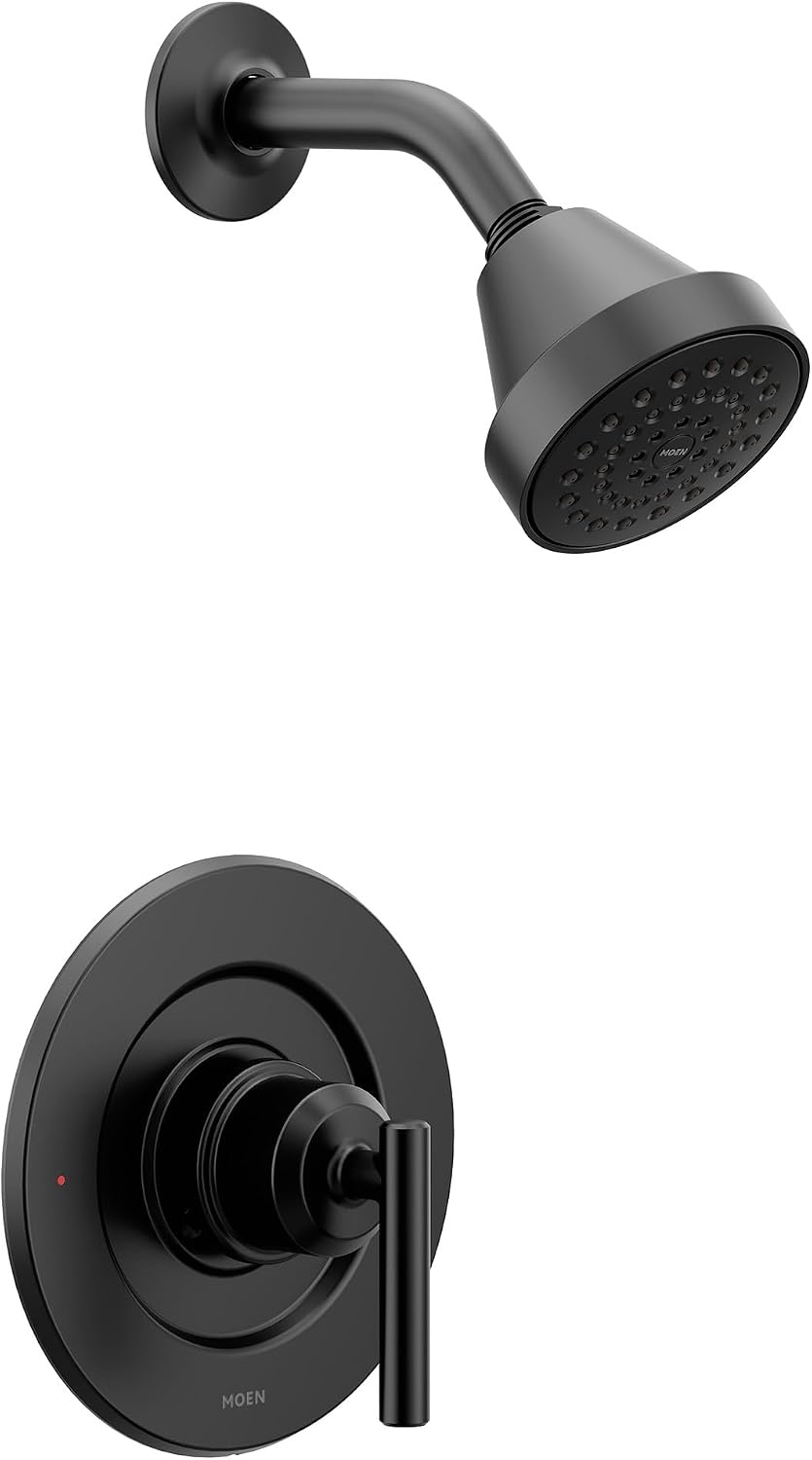 image:imageMoen Gibson Matte Black EcoPerformance Modern Shower Trim Featuring Bathroom Showerhead and Lever Handle PosiTemp Valve Required T2902EPBLPack of 1