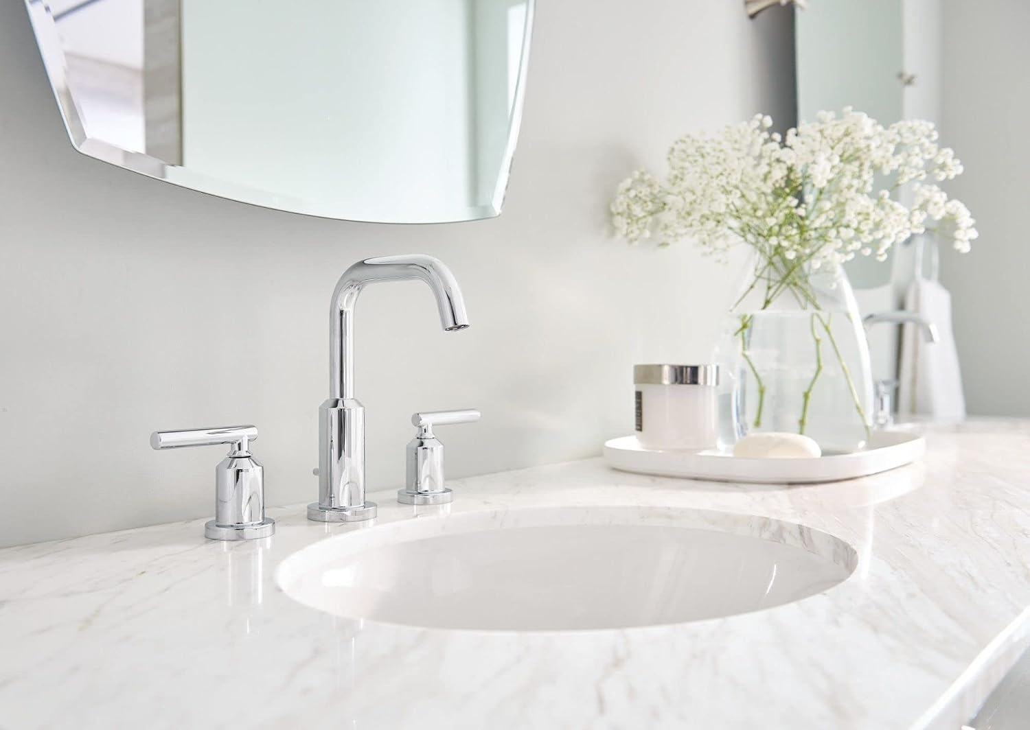 image:imageMoen Gibson Matte Black TwoHandle Widespread High Arc Modern Bathroom Sink Faucet Modern Bathroom Faucet for Three Hole Bath Sinks Valve Required T6142BLChrome