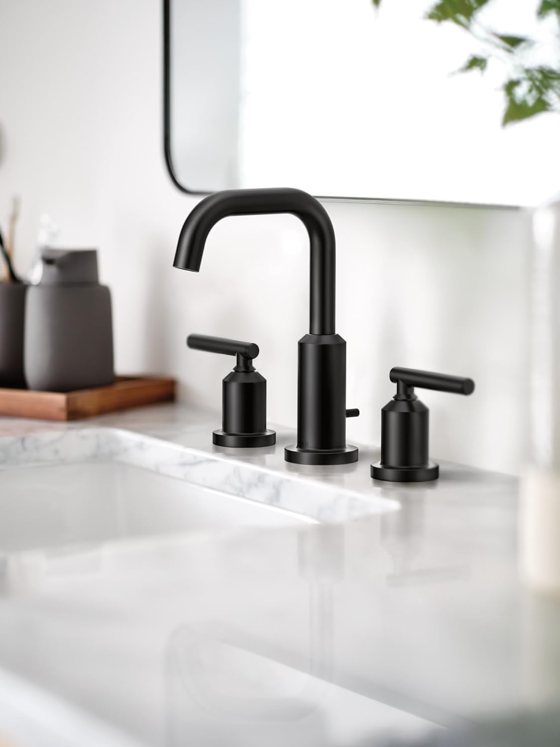 image:imageMoen Gibson Matte Black TwoHandle Widespread High Arc Modern Bathroom Sink Faucet Modern Bathroom Faucet for Three Hole Bath Sinks Valve Required T6142BLMatte Black