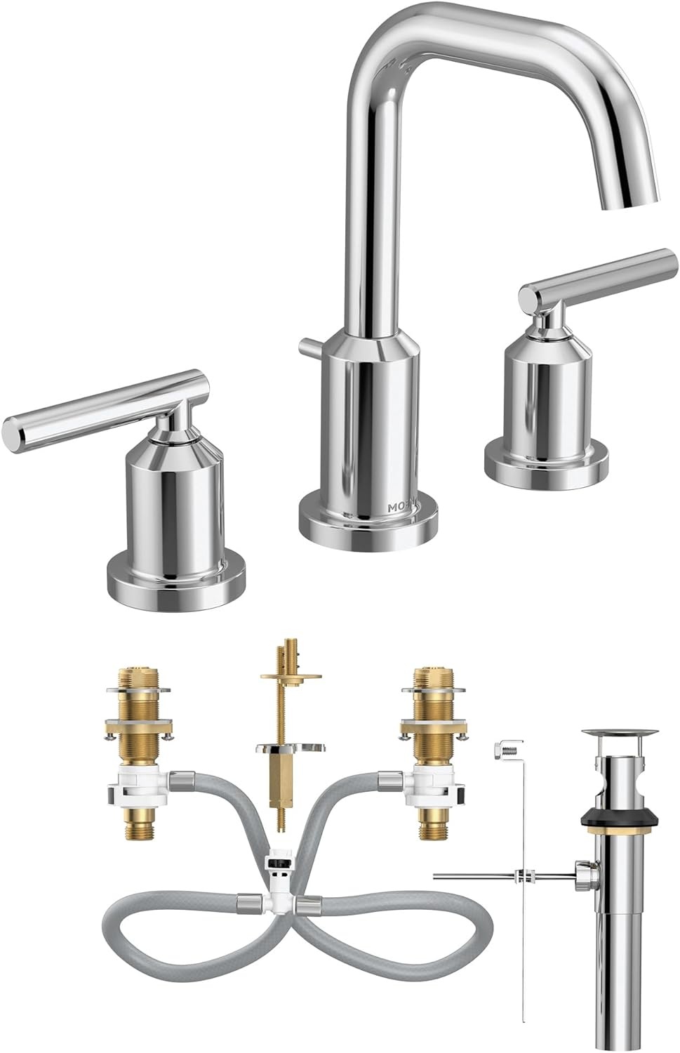 image:imageMoen Gibson Matte Black TwoHandle Widespread High Arc Modern Bathroom Sink Faucet Modern Bathroom Faucet for Three Hole Bath Sinks Valve Required T6142BLChrome