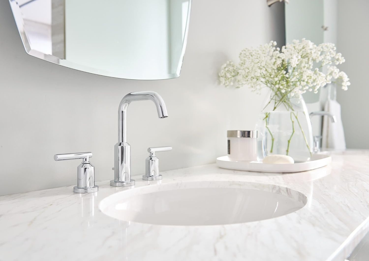 image:imageMoen Gibson Matte Black TwoHandle Widespread High Arc Modern Bathroom Sink Faucet Modern Bathroom Faucet for Three Hole Bath Sinks Valve Required T6142BLChrome