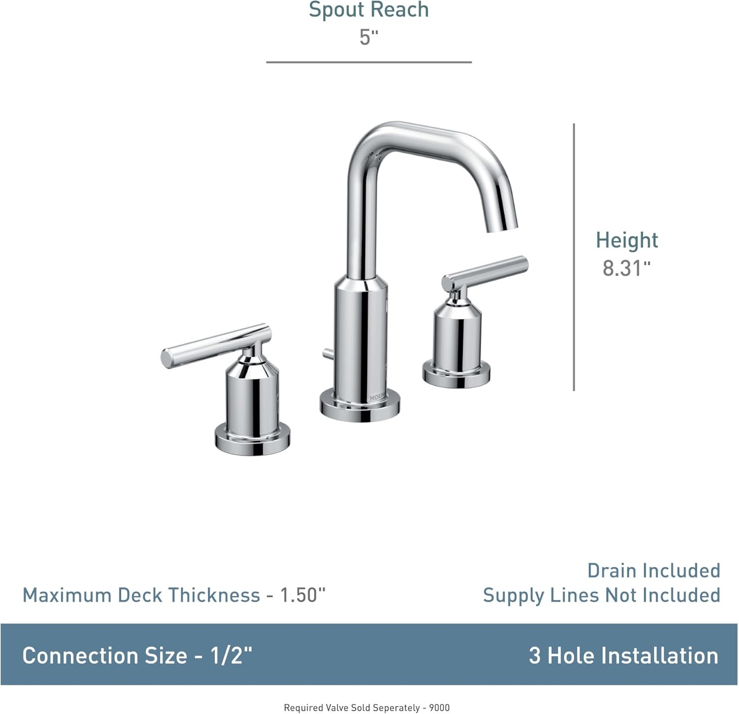 image:imageMoen Gibson Matte Black TwoHandle Widespread High Arc Modern Bathroom Sink Faucet Modern Bathroom Faucet for Three Hole Bath Sinks Valve Required T6142BLBrushed Nickel