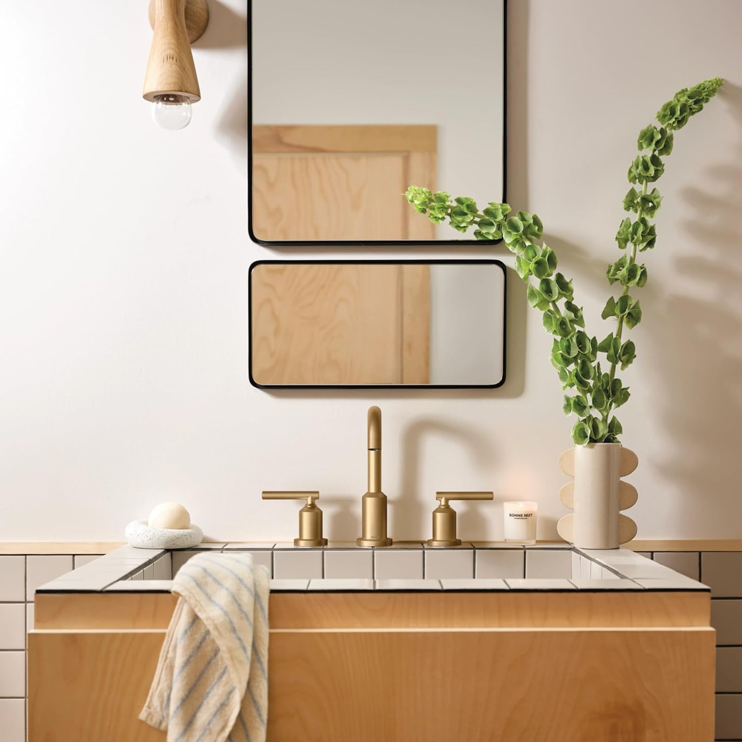 image:imageMoen Gibson Matte Black TwoHandle Widespread High Arc Modern Bathroom Sink Faucet Modern Bathroom Faucet for Three Hole Bath Sinks Valve Required T6142BLBronzed Gold