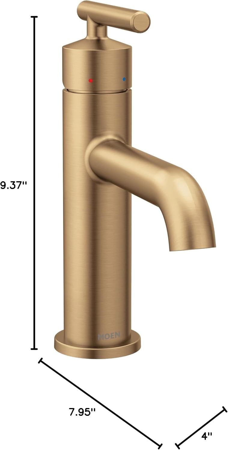 image:imageMoen Gibson OneHandle Single Hole Modern Bathroom Sink Faucet with Optional Deckplate Matte Black 6145BLBronzed Gold