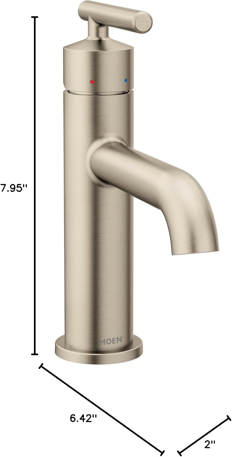 image:imageMoen Gibson OneHandle Single Hole Modern Bathroom Sink Faucet with Optional Deckplate Matte Black 6145BLBrushed Nickel