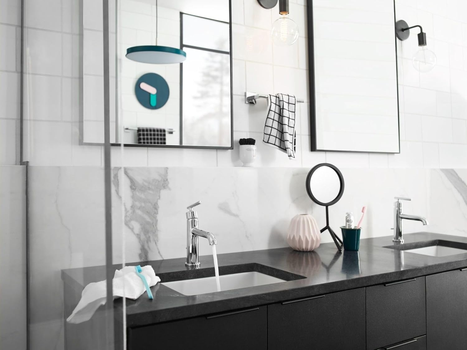image:imageMoen Gibson OneHandle Single Hole Modern Bathroom Sink Faucet with Optional Deckplate Matte Black 6145BLChrome
