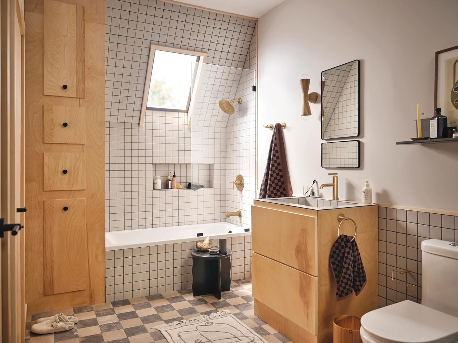 image:imageMoen Gibson PosiTemp Pressure Balancing Modern Tub and Shower Trim with 8Inch Rainshower Valve Required Brushed Nickel T3003EPBNBronzed Gold