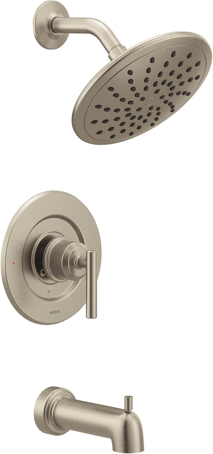 image:imageMoen Gibson PosiTemp Pressure Balancing Modern Tub and Shower Trim with 8Inch Rainshower Valve Required Brushed Nickel T3003EPBNBrushed Nickel
