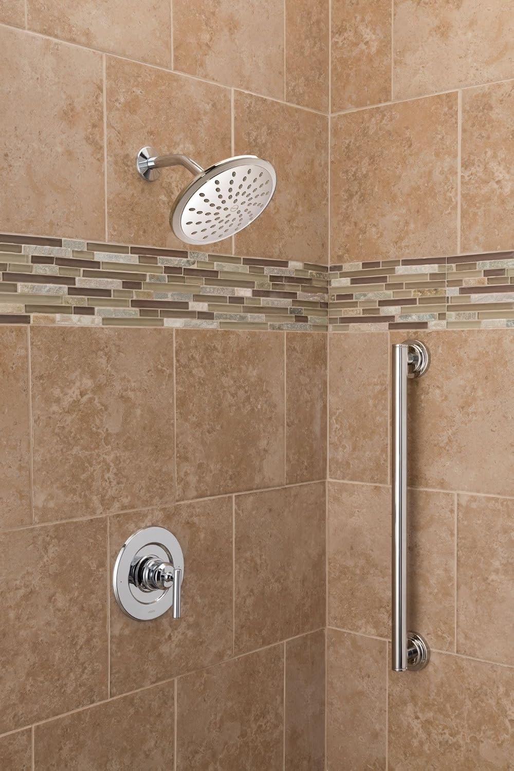 image:imageMoen Gibson PosiTemp Pressure Balancing Modern Tub and Shower Trim with 8Inch Rainshower Valve Required Brushed Nickel T3003EPBNChrome
