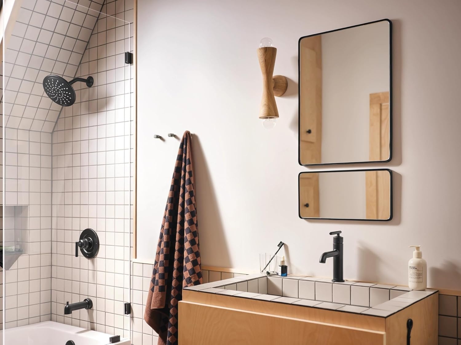 image:imageMoen Gibson PosiTemp Pressure Balancing Modern Tub and Shower Trim with 8Inch Rainshower Valve Required Brushed Nickel T3003EPBNMatte Black