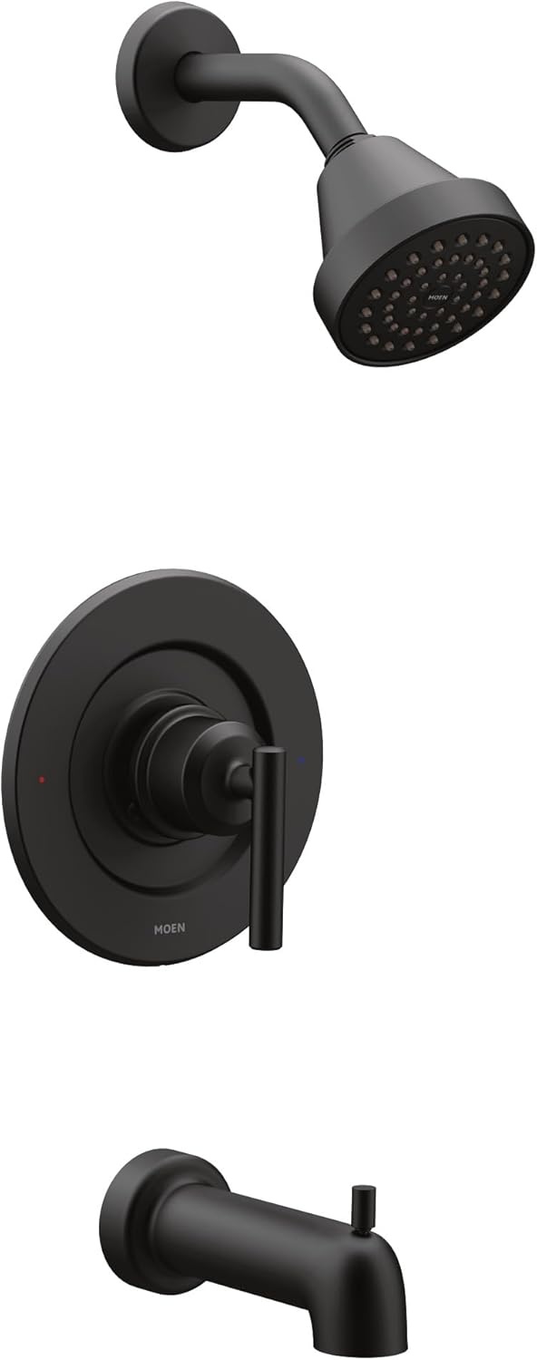 image:imageMoen Gibson Pressure Balancing EcoPerformance Showerhead Shower Handle and Tub Spout PosiTemp Valve Required Matte Black T2903EPBLMatte Black
