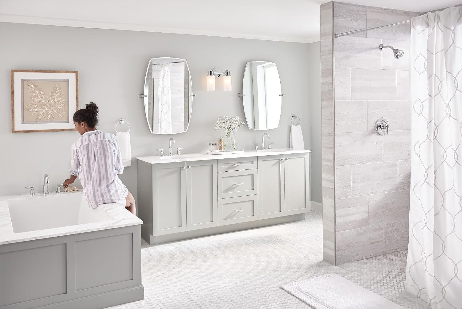 image:imageMoen Gibson Pressure Balancing Modern Shower Lever Handle PosiTemp Valve Required Matte Black T2901BLChrome