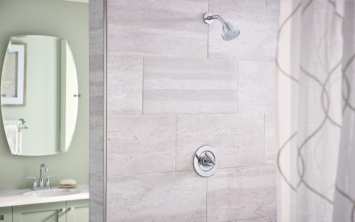 image:imageMoen Gibson Pressure Balancing Modern Shower Lever Handle PosiTemp Valve Required Matte Black T2901BLChrome