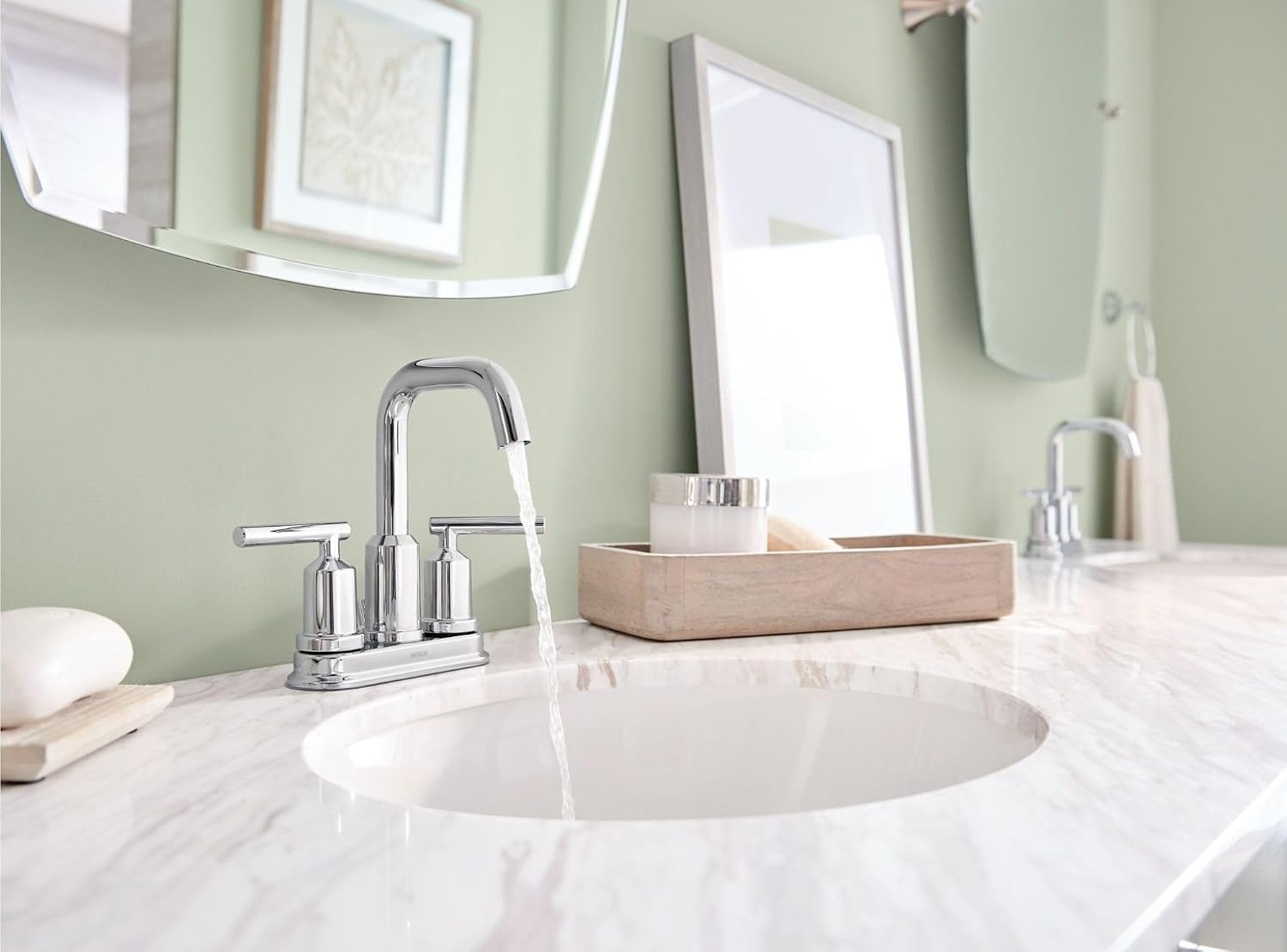 image:imageMoen Gibson TwoHandle Centerset High Arc Modern Bathroom Faucet with Drain Assembly Chrome 6150Chrome