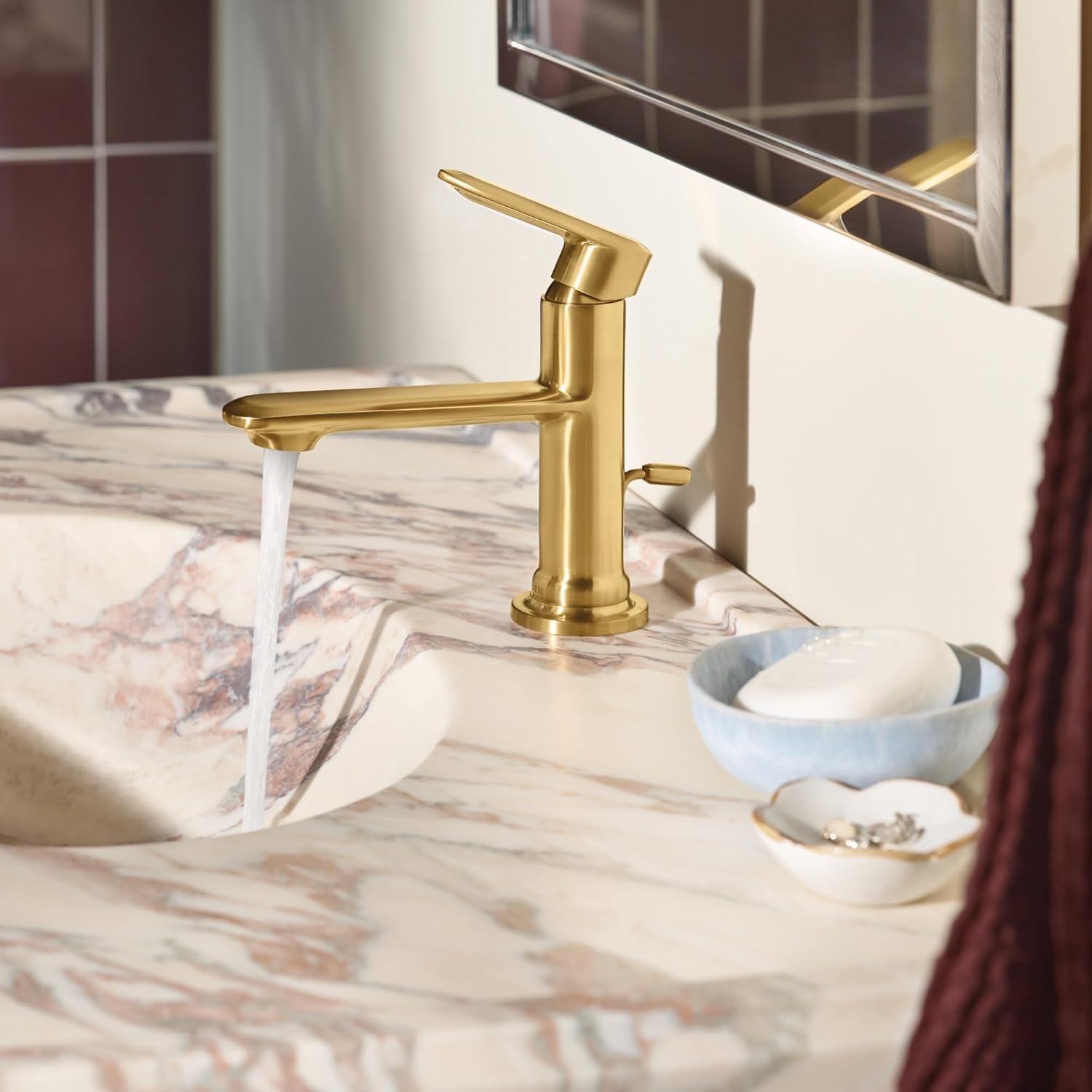 image:imageMoen Greenfield Brushed Gold Single Handle Bathroom Sink Faucet with Optional Deckplate 6504BG