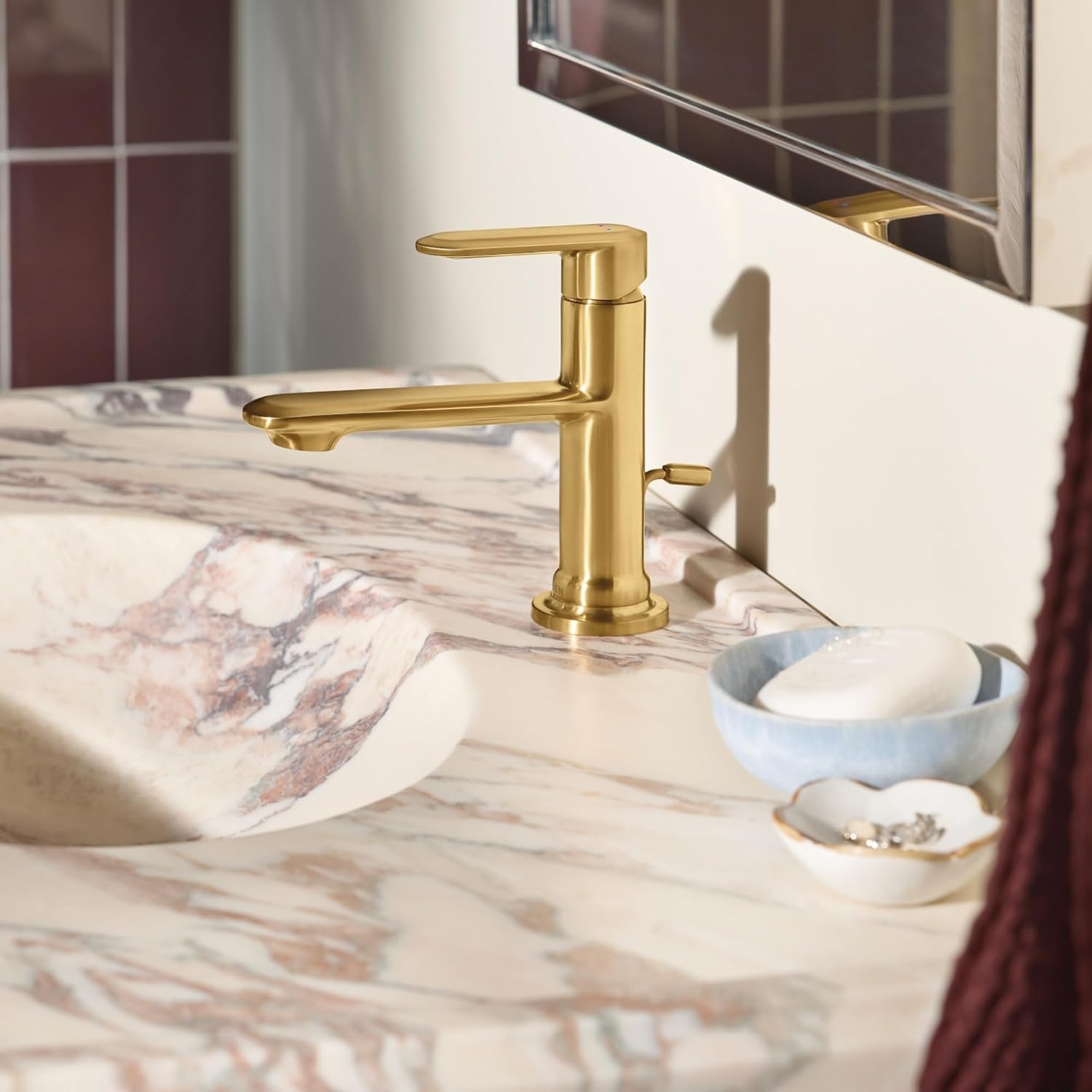 image:imageMoen Greenfield Brushed Gold Single Handle Bathroom Sink Faucet with Optional Deckplate 6504BG