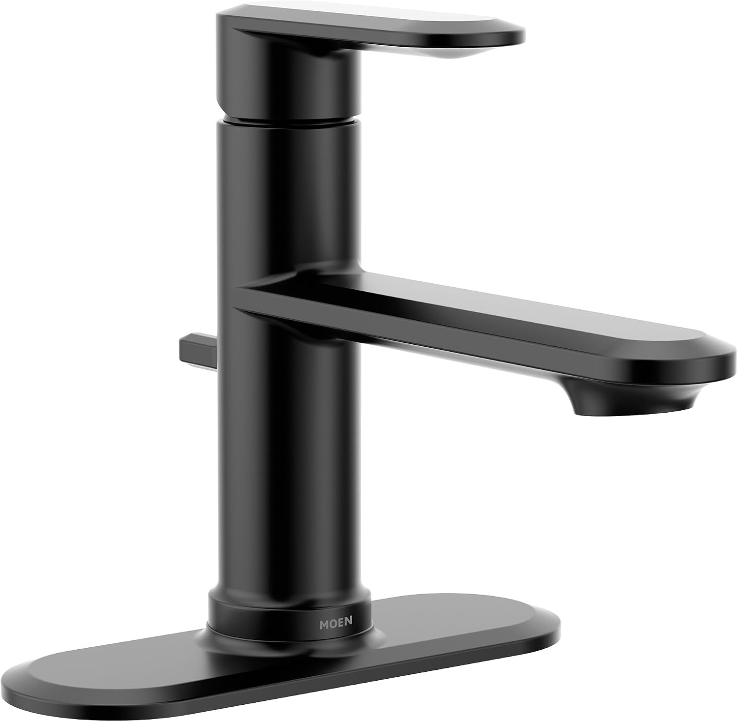 image:imageMoen Greenfield Matte Black Single Handle Bathroom Sink Faucet with Optional Deckplate 6504BL