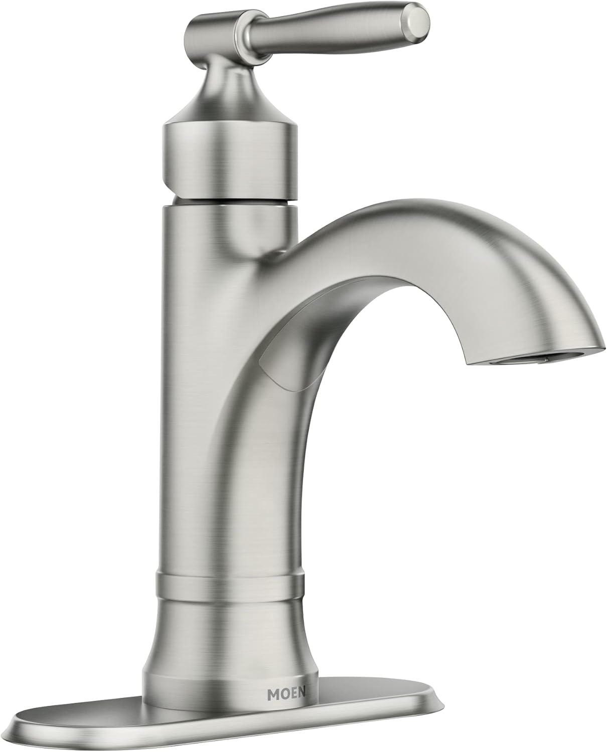 image:imageMoen Halle Spot Resist Brushed Nickel OneHandle Single Hole Bathroom Sink Faucet with Optional Deckplate 84970SRNSpot Resist Nickel
