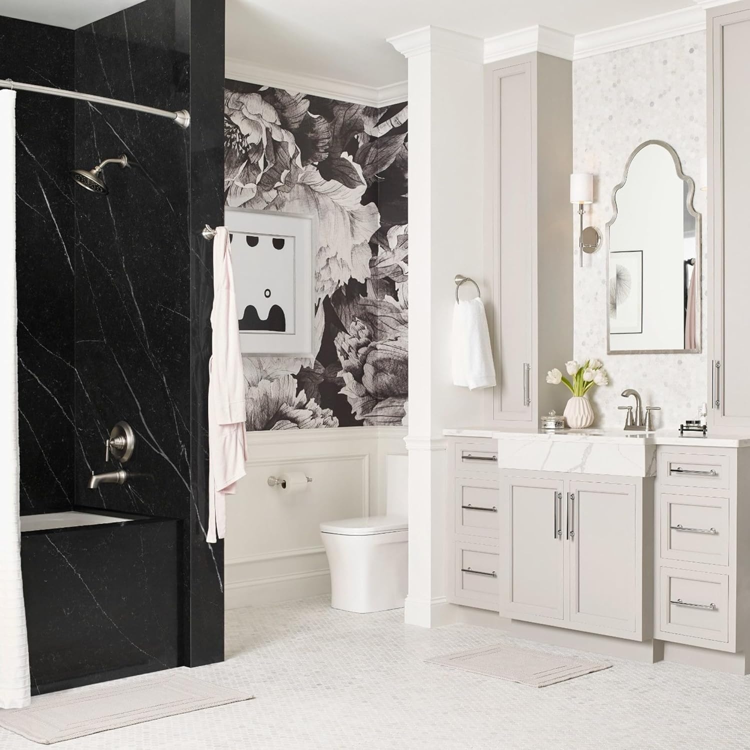 image:imageMoen Halle Spot Resist Brushed Nickel Tub and Shower Trim Kit Featuring Showerhead Lever Handle and Tub Spout with PosiTemp Valve Included 82970SRNSpot Resist Nickel