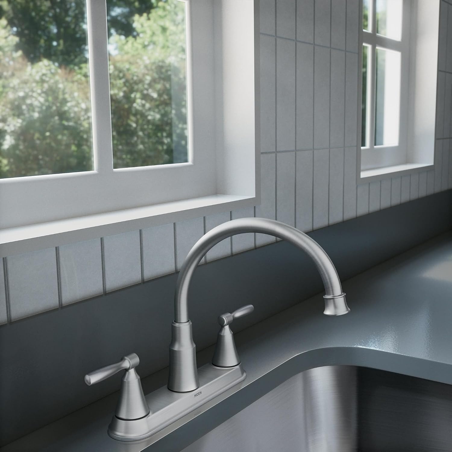 image:imageMoen Hutchinson Spot Resist Stainless 2Handle Kitchen Sink Faucet 87239SRS