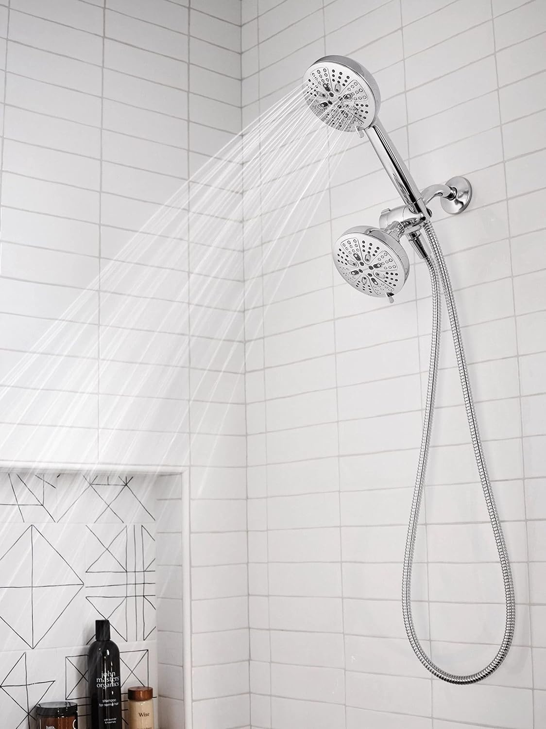 image:imageMoen Hydro Energetix High Pressure Dual Shower Head with Handheld Spray Combo 8 Shower Head Spray Settings Chrome Finish 200C0
