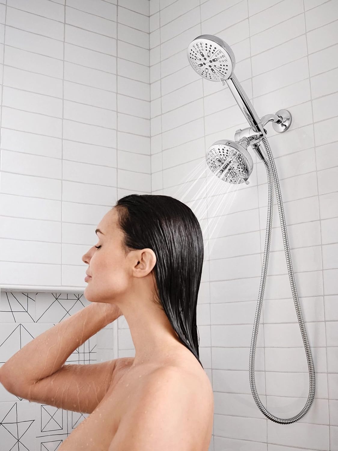 image:imageMoen Hydro Energetix High Pressure Dual Shower Head with Handheld Spray Combo 8 Shower Head Spray Settings Chrome Finish 200C0
